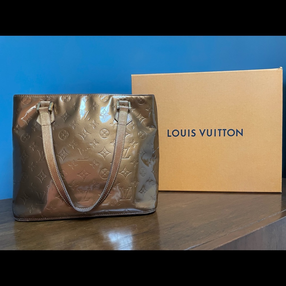 Louis Vuitton // Vernis Houston Monogram Bag // Bronze